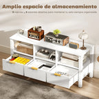 Tres estantes abiertos para consolas y dispositivos bien ventilados