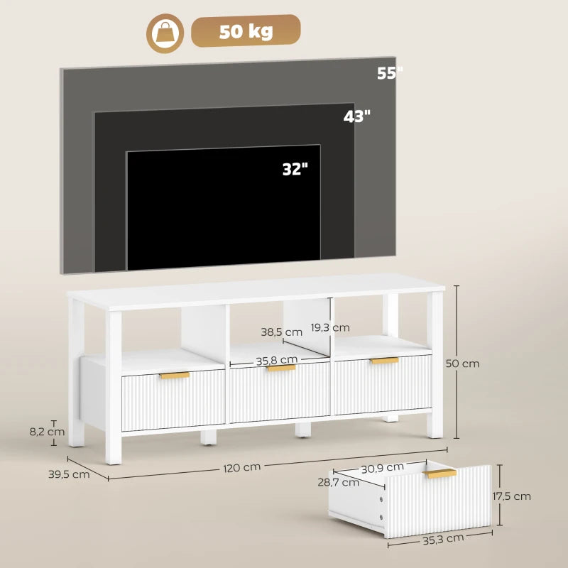  Esquema de medidas del mueble de TV: 120x39,5x50 cm