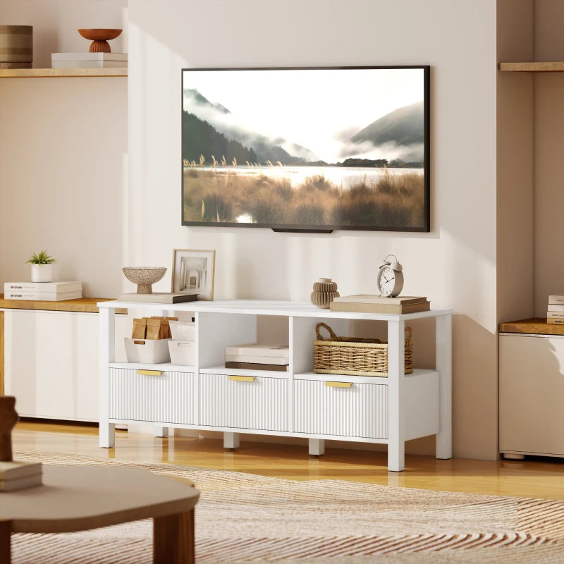 Mueble de TV moderno Mueble TV Wexford en un salón con televisor