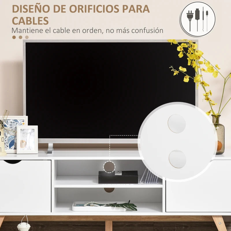 Orificios pasacables traseros del mueble de televisión para organizar cables