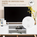 Orificios pasacables traseros del mueble de televisión para organizar cables