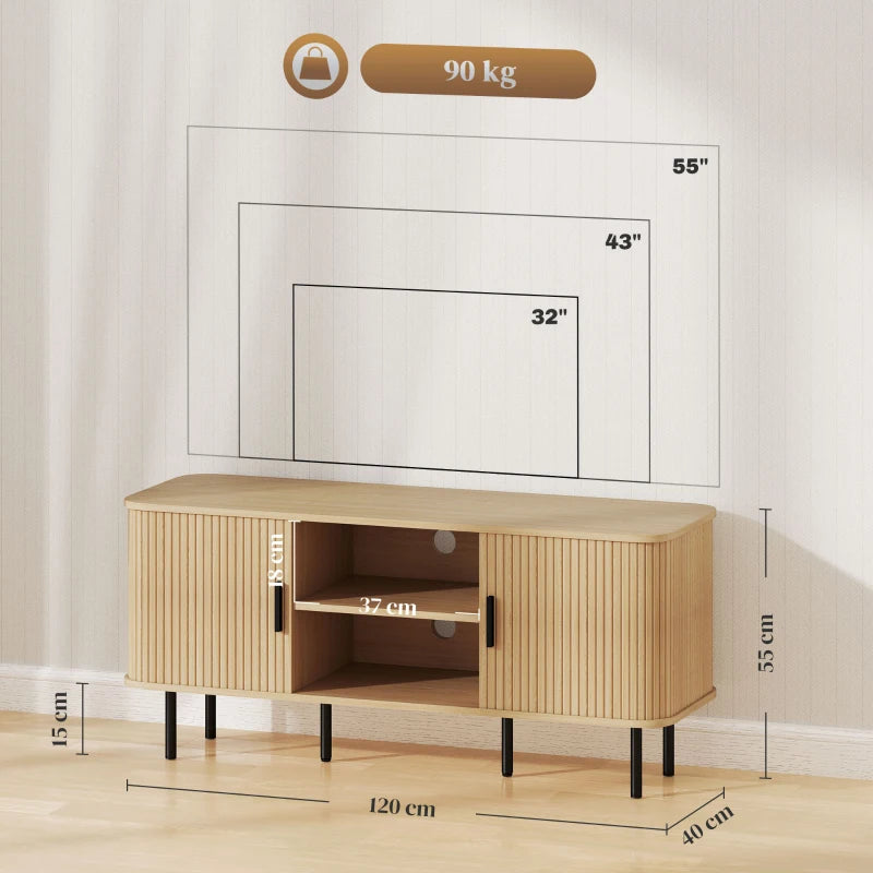 Esquema de medidas del mueble de TV: 120x40x55 cm