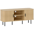 Mueble de TV Mueble TV Deneb con puertas correderas de persiana en roble y negro
