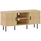 Mueble de TV Mueble TV Deneb con puertas correderas de persiana en roble y negro