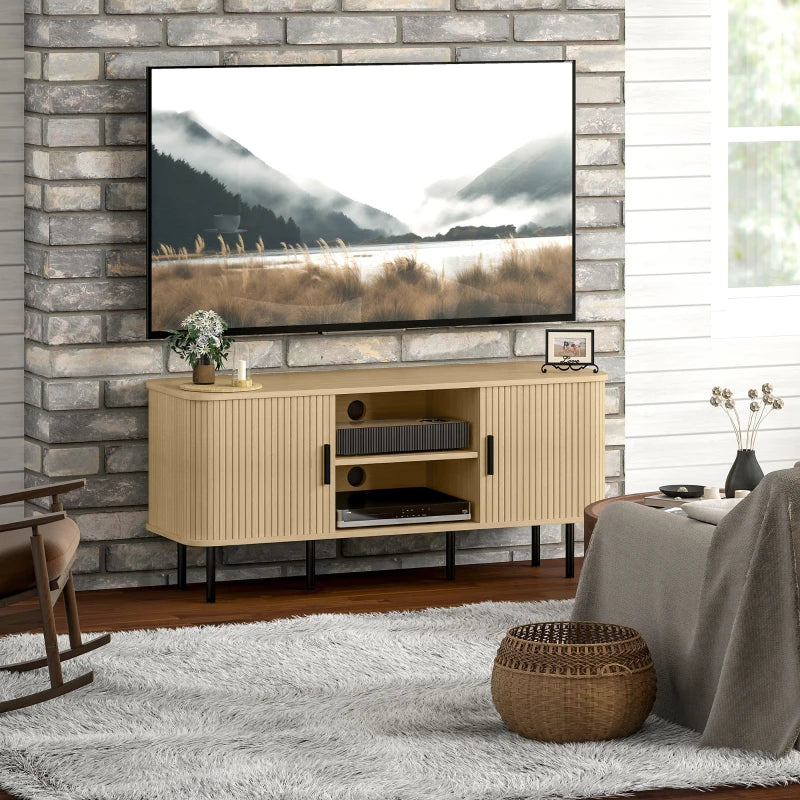  Mueble de TV Mueble TV Deneb en un salón con televisor de 55 pulgadas
