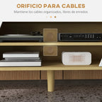 Orificio pasacables trasero del mueble de televisión para organizar cables