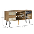  Diagrama con las medidas del mueble de TV boho 120x39x64 cm