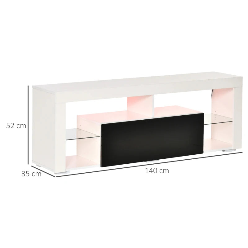 Esquema de medidas del mueble de TV: 140x35x52 cm