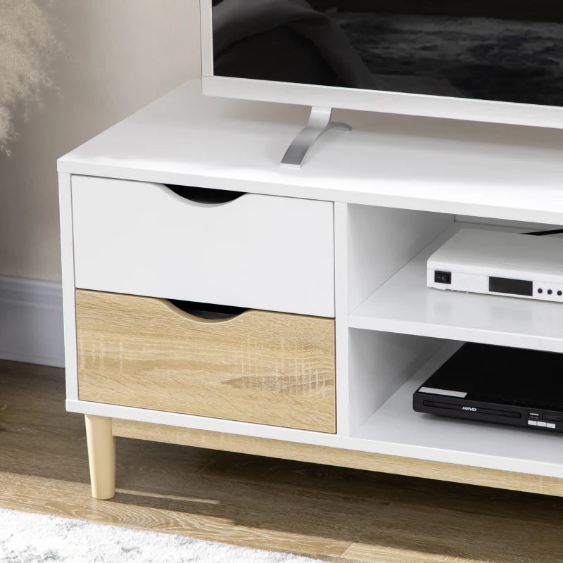 Los 4 cajones abiertos del mueble de TV para almacenaje