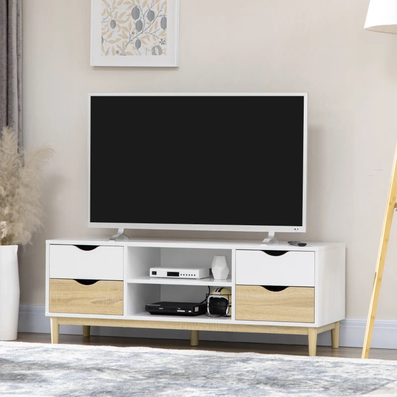 Mueble de TV Mueble TV Ulexita en un salón con televisor de 55 pulgadas