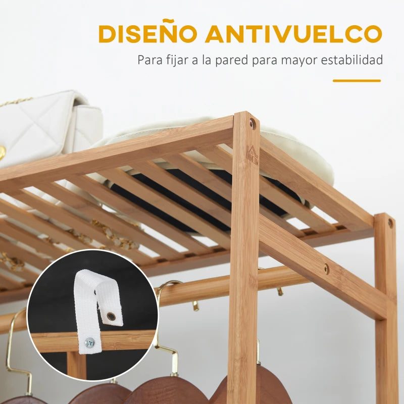 Sistema antivuelco para fijar el perchero a la pared