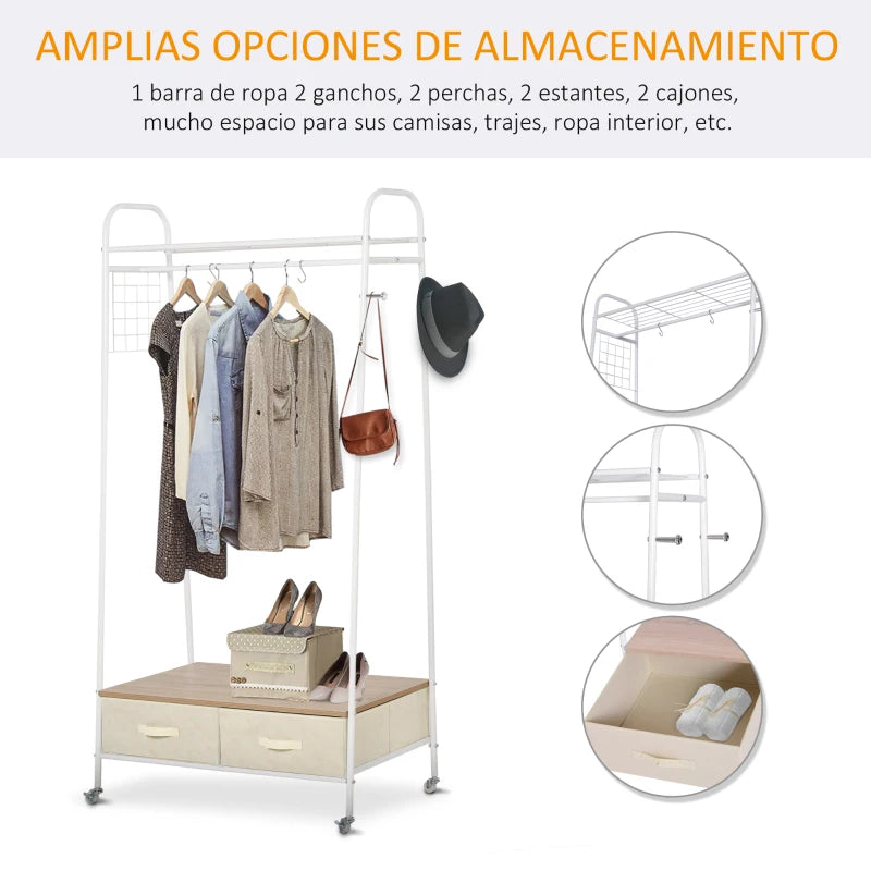Perchero Lorne con ropa colgada en un vestidor