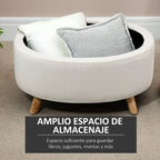 Espacio interior para guardar mantas, libros o juguetes