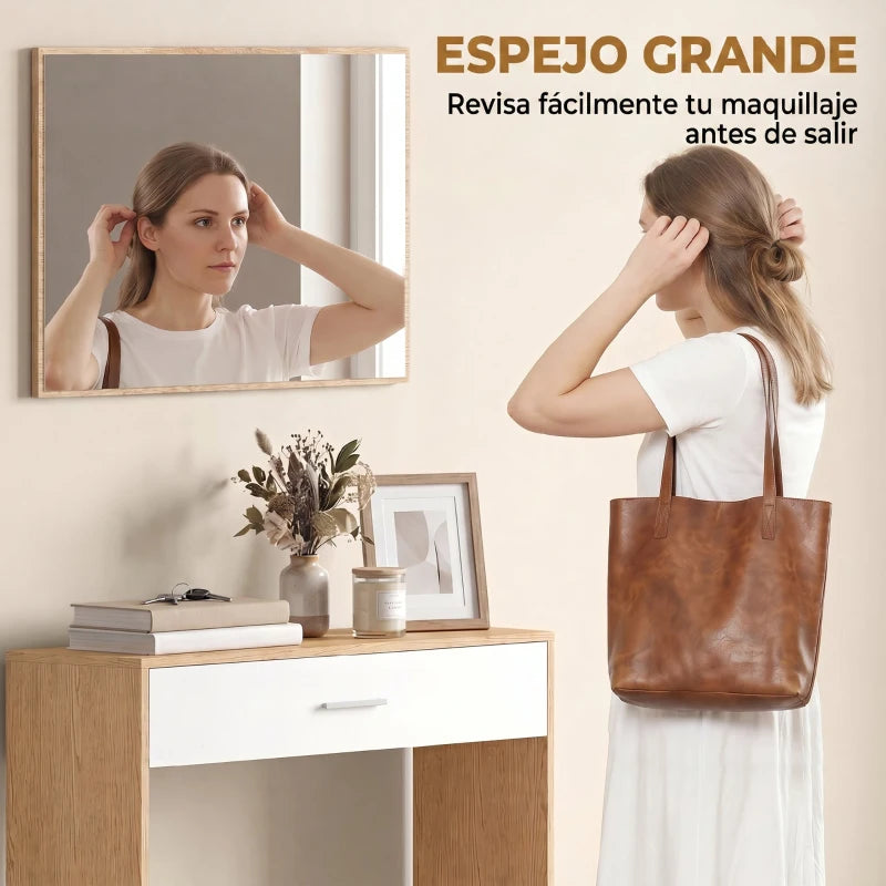 Espejo independiente del recibidor para revisar el look antes de salir