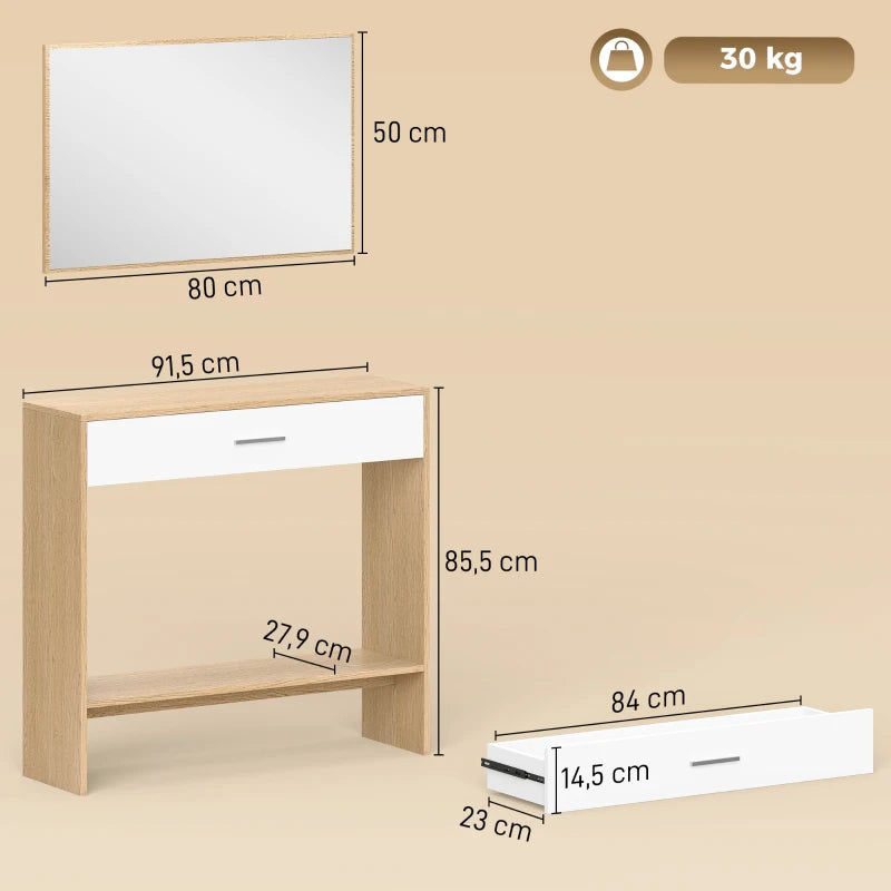 Diagrama con las medidas del recibidor de 91,5x27,9x85,5 cm