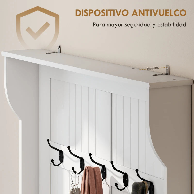 Detalle del acabado en blanco marfil del mueble de recibidor