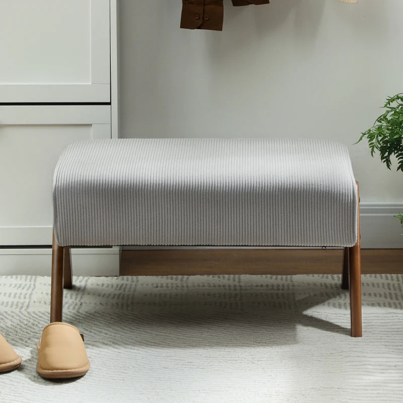 Reposapiés Bajo Mojácar 69 cm Gris en Pana con Patas de Madera en Forma de A Estilo Retro