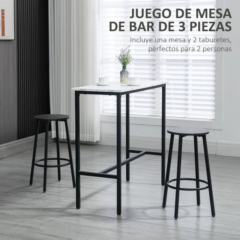 Taburetes redondos del set Copenhague con barra reposapiés