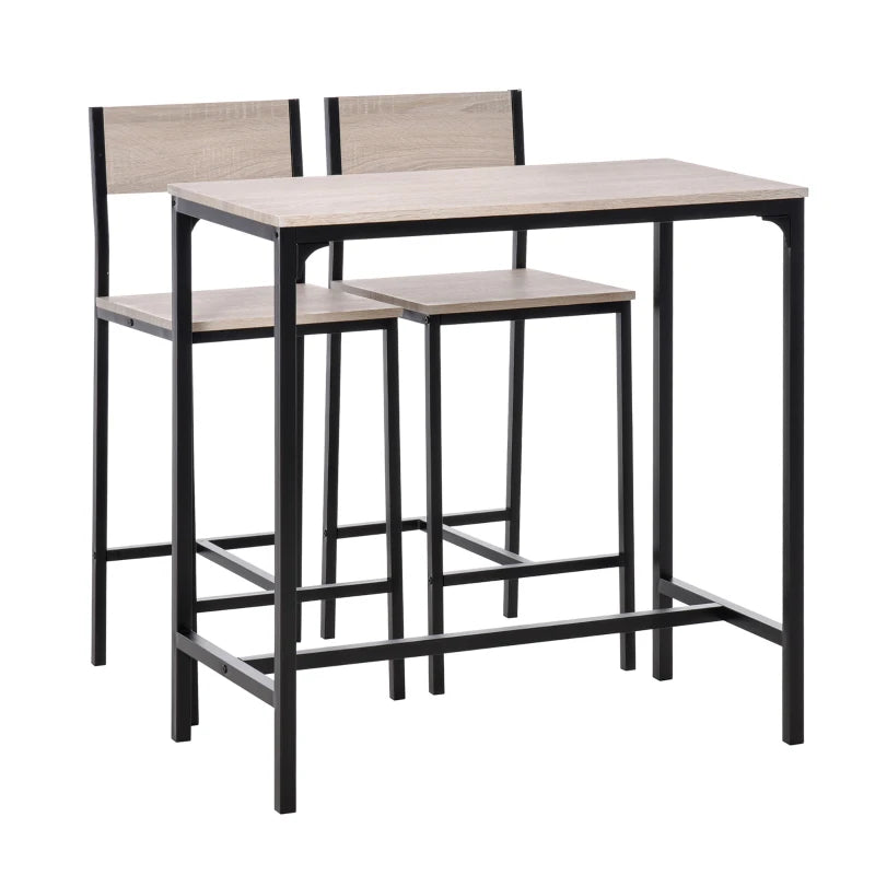 Set Malmö de mesa de bar y dos taburetes con respaldo en una cocina