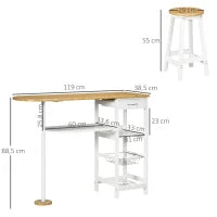 Ficha técnica con las medidas del set Provenza 119x38,5x88,5 cm