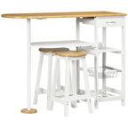Set Provenza de mesa de bar blanca y natural con dos taburetes