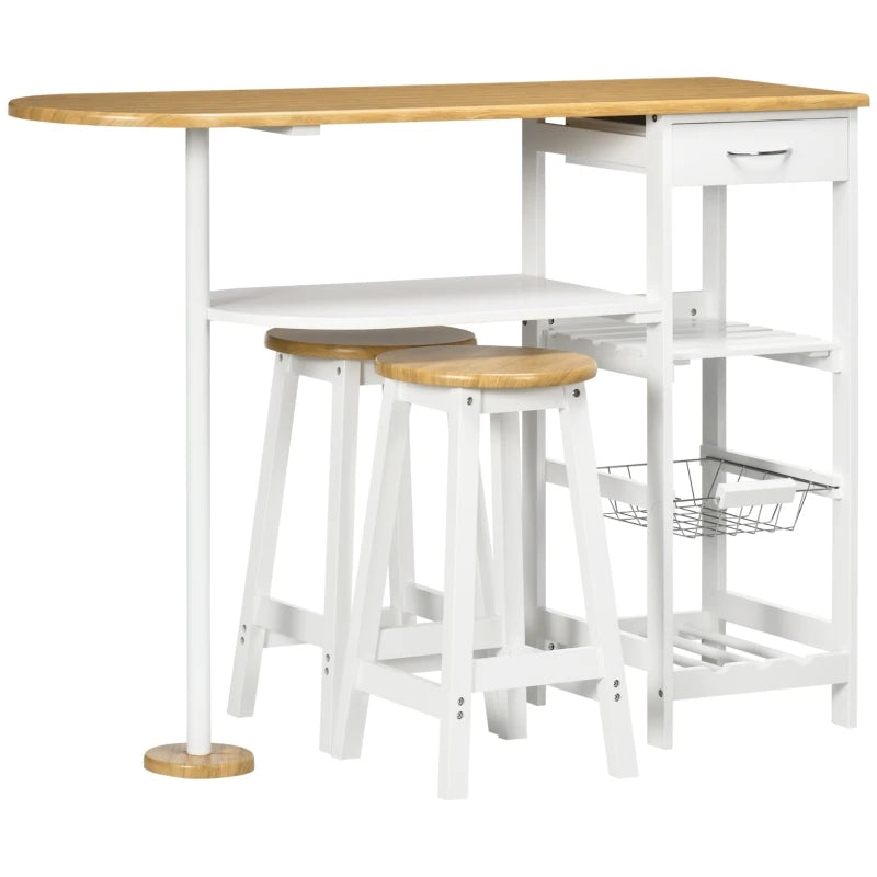 Set Provenza de mesa de bar blanca y natural con dos taburetes