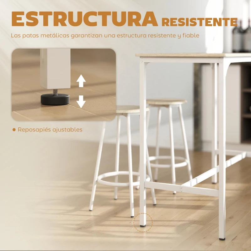 Estructura de metal blanco de la mesa de bar Turín