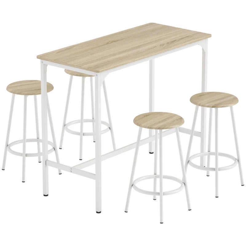 Set Turín de mesa de bar y cuatro taburetes en una cocina moderna