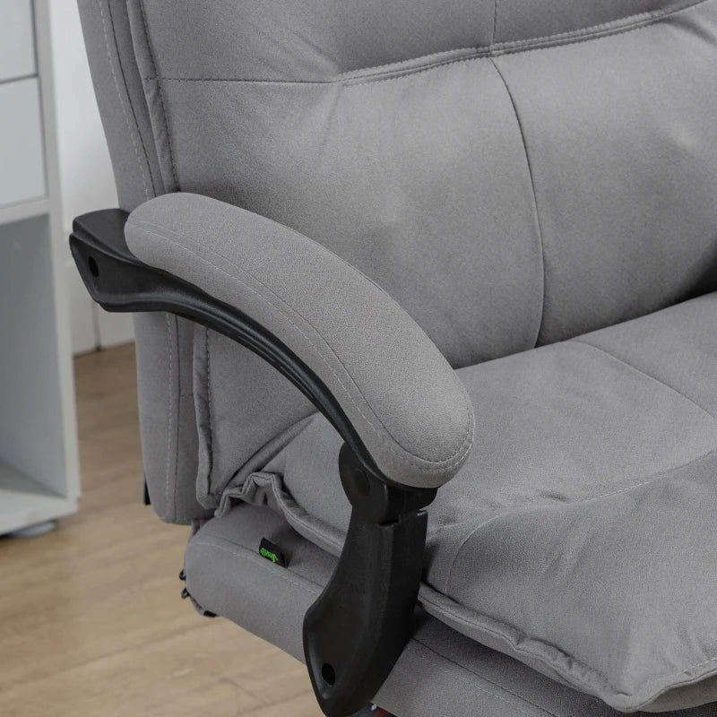 Silla de Oficina Baden con Masaje y Calor Gris Reclinable 155° con 6 Puntos, 5 Modos y Reposapiés