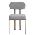 Silla Lana tapizada en bouclé gris con estructura metálica efecto madera