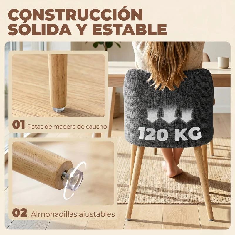 Patas cónicas de madera de caucho natural de la silla Fika