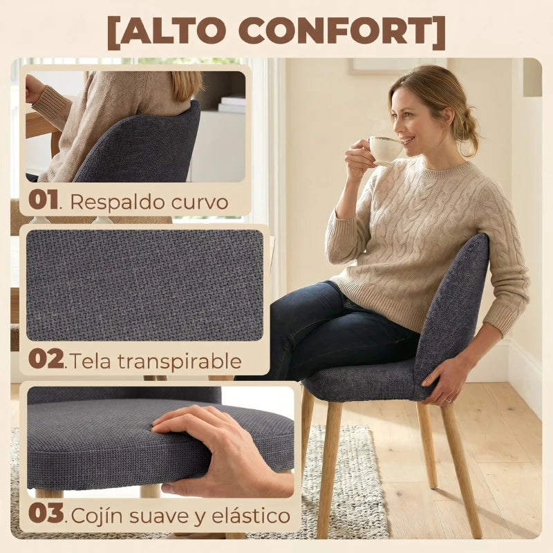 Textura del tapizado efecto lino gris claro de la silla de comedor Fika