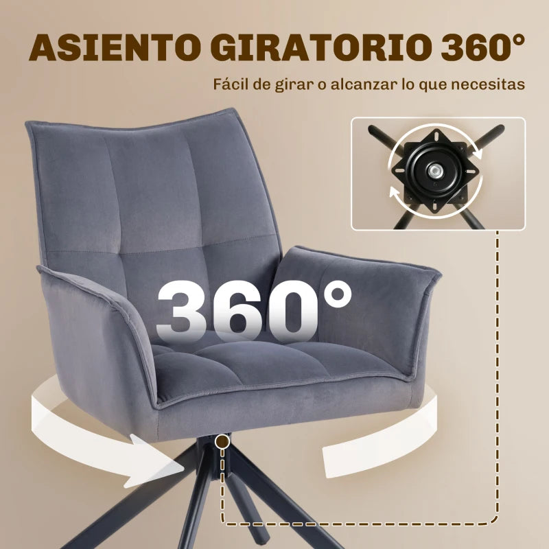 Mecanismo de rotación de 360 grados integrado en la base de la silla de comedor.