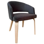 Silla de comedor Grafito en madera de haya natural con tapizado de polipiel gris