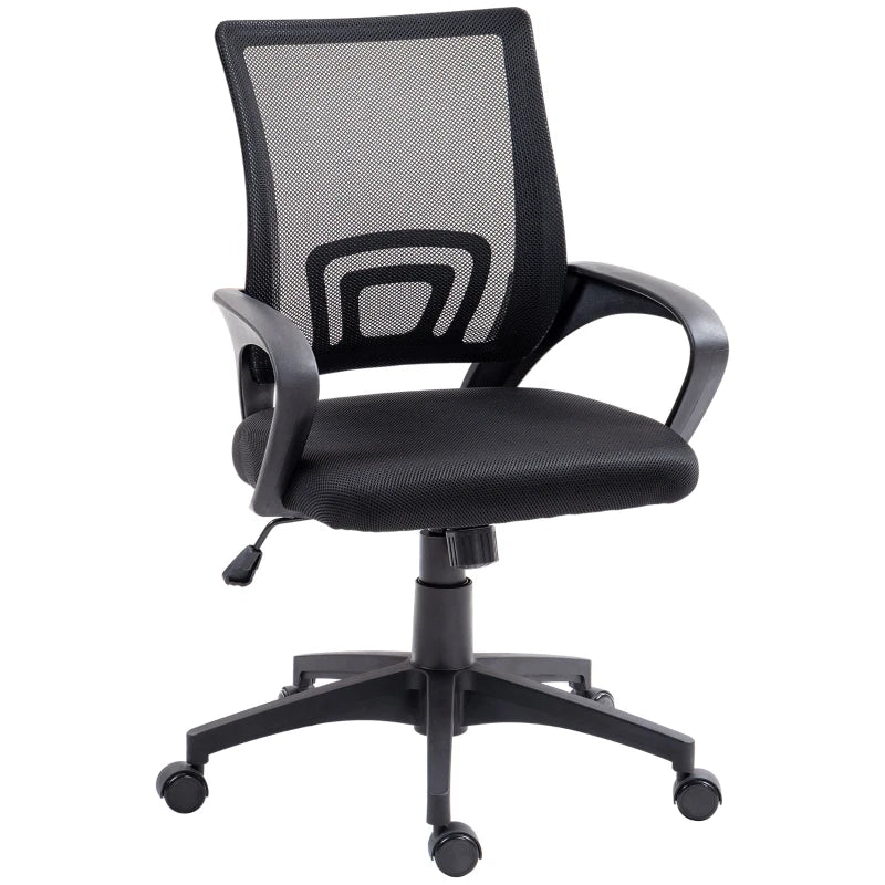 Silla de escritorio de malla Silla Wolframio giratoria en negro con reposabrazos