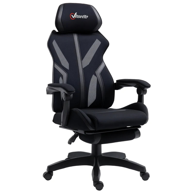 Silla gaming ergonómica Jena en negro frente a un escritorio de ordenador