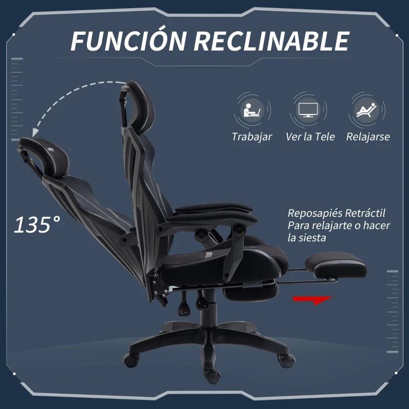 Reposapiés retráctil extendido de la silla gaming Jena