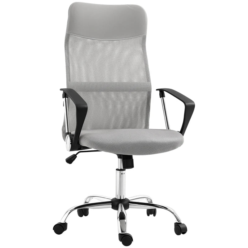 Silla de oficina de malla Silla Ulexita en gris claro con respaldo curvo