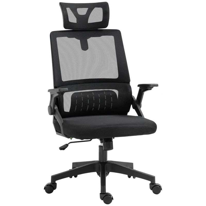 Silla de oficina de malla Silla Vantablack ergonómica en negro con reposacabezas