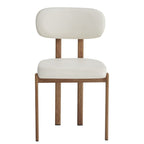 Silla Perla tapizada en polipiel blanca con estructura metálica efecto madera