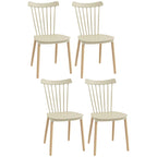 Juego de cuatro sillas de comedor Björk de estilo nórdico con asiento natural y patas de madera
