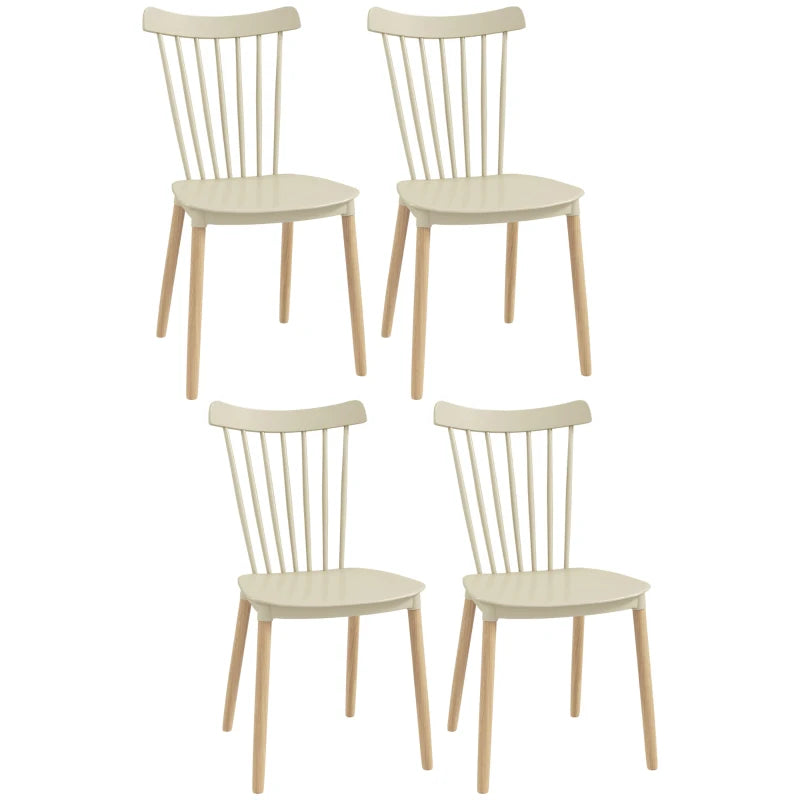 Juego de cuatro sillas de comedor Björk de estilo nórdico con asiento natural y patas de madera