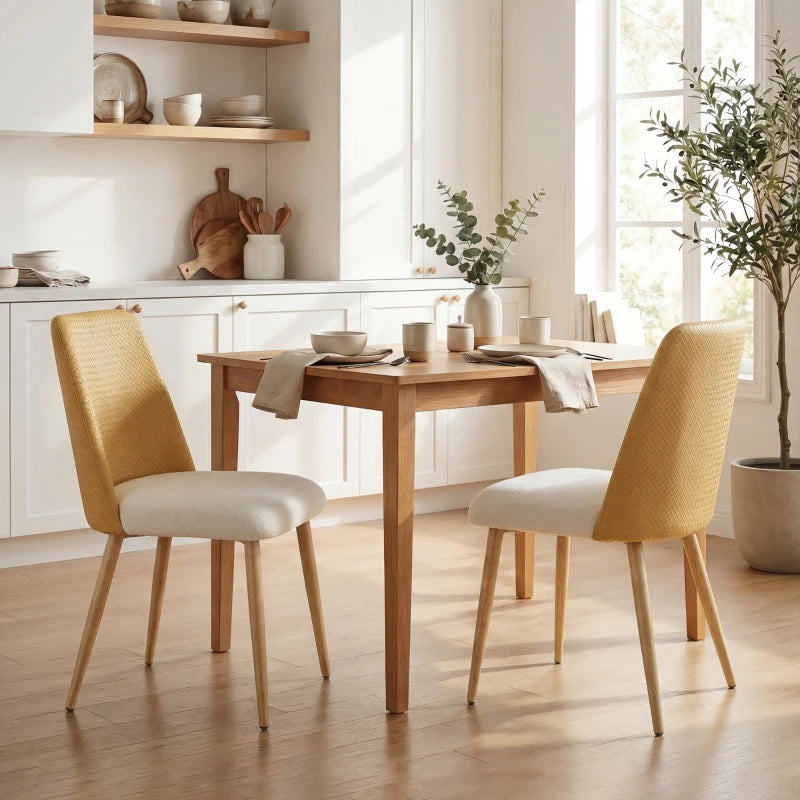 Sillas de comedor Cannage integradas en una cocina de estilo contemporáneo