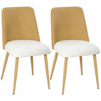 Set de dos sillas de comedor Cannage con respaldo efecto ratán marrón y asiento beige en un comedor moderno