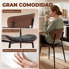 Asiento acolchado tapizado en símil piel negro de la silla de comedor Falkenberg