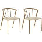 Set de dos sillas de comedor Halden de estilo nórdico en roble y crema con asiento de cuerda de papel