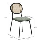  Diagrama de medidas de la silla de comedor Vimini con dimensiones en centímetros