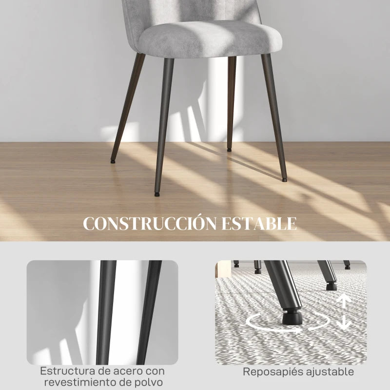 Detalle de las patas de acero de la silla de comedor