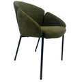 Sillón Bosque tapizado en chenilla verde bosque con patas cónicas de metal negro