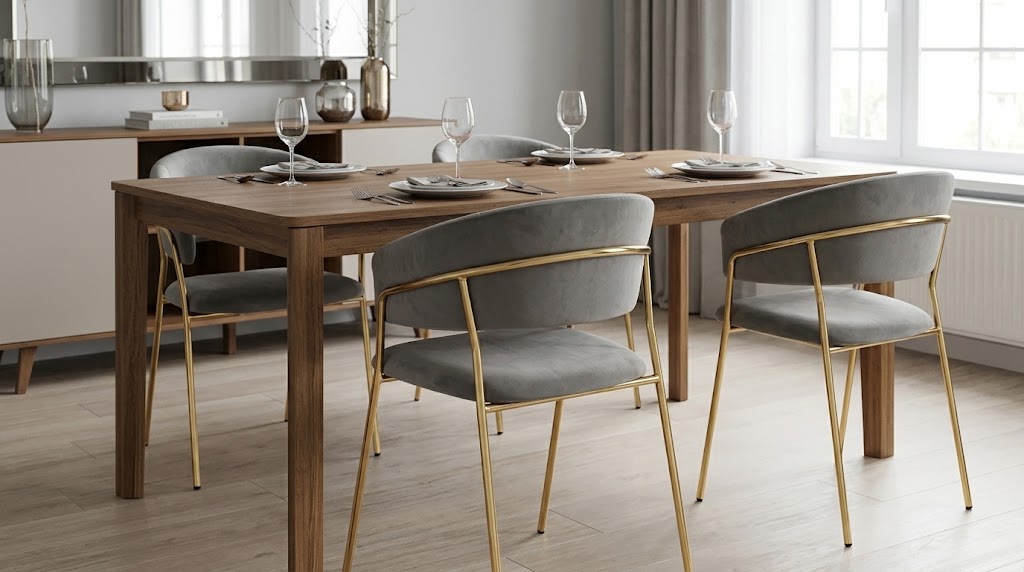 Sillones Gala alrededor de una mesa de mármol en un comedor elegante